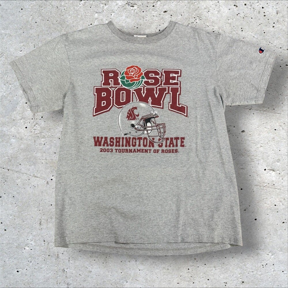 Vintage Champion Washington State Rose Bowl 2003 T Shirt Medium M Gray NCAA